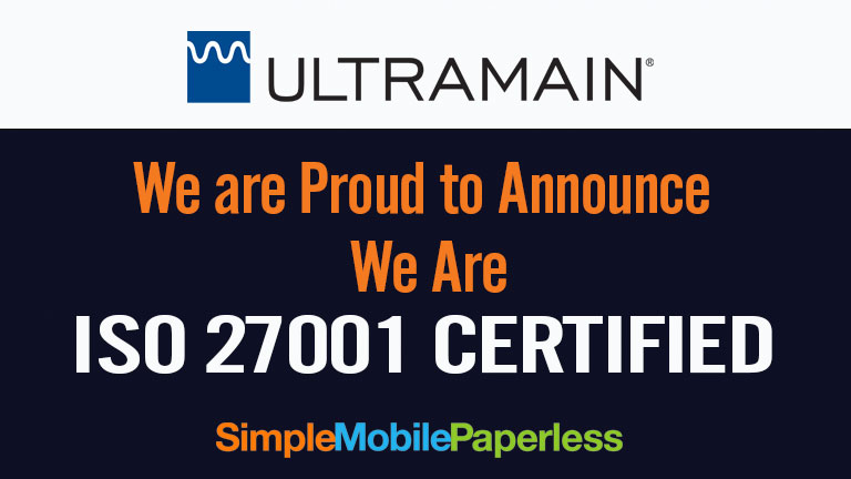 Ultramain Systems is ISO 27001 Certified